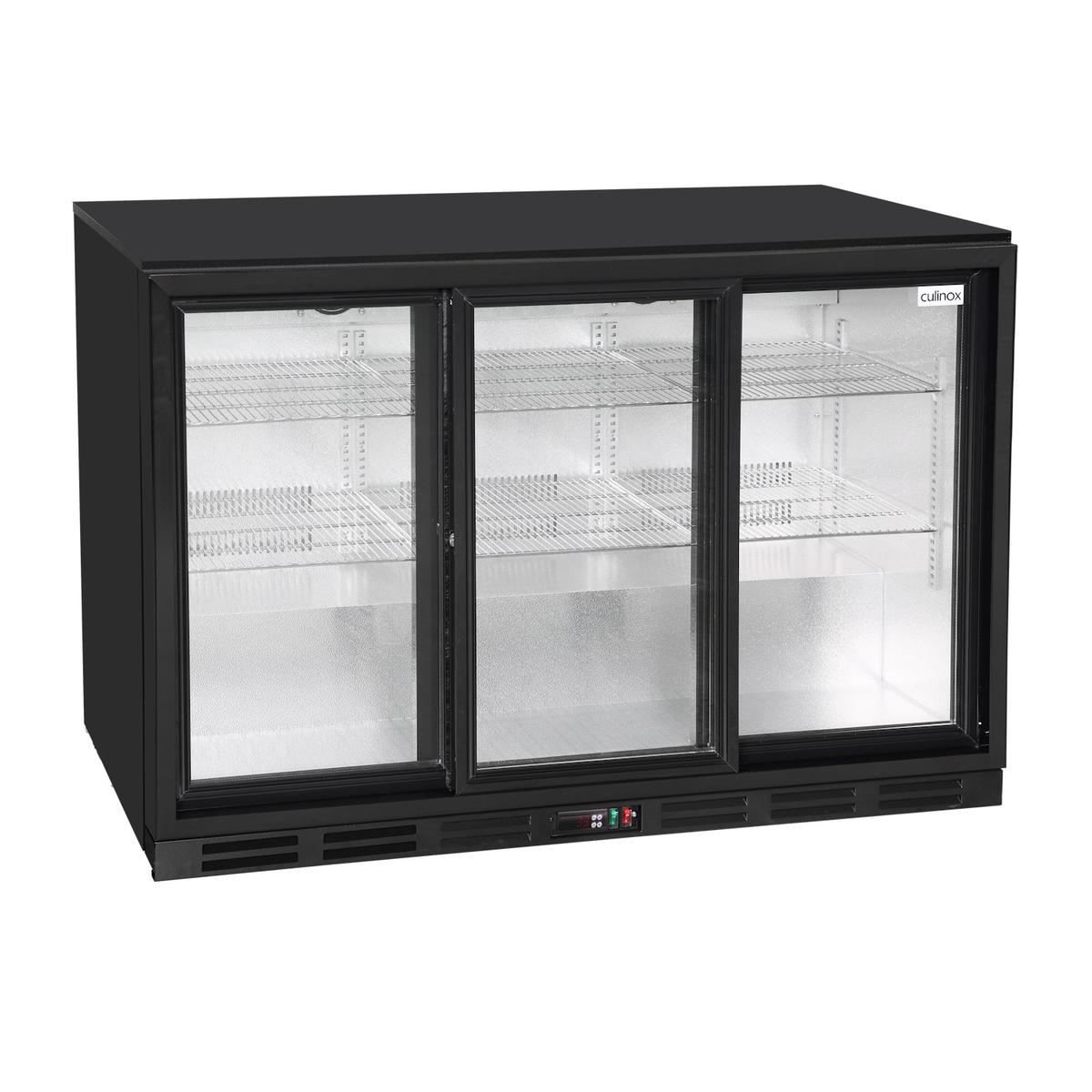 Culinox Triple Sliding Door Bottle Cooler - 328 Ltr, Black, Plug In