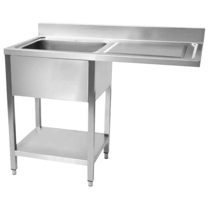 Culinox Stainless Steel Single Bowl Dishwasher Sink - Right Hand Drainer 1200mm Wide 700mm Deep