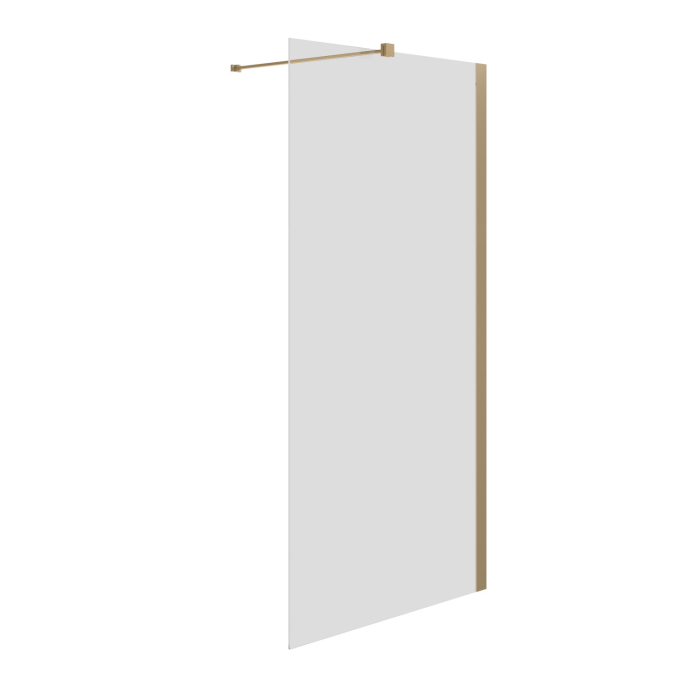 900mm Brushed Brass Shower Screen for Wet Room & Walk In Shower - Corvus