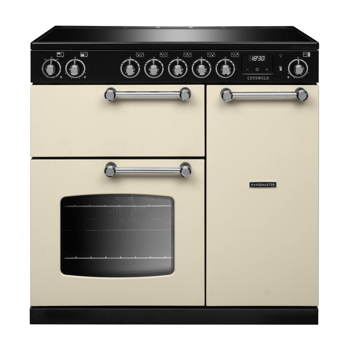 Rangemaster Cotswold 90cm Electric Induction Range Cooker - Pale Cream