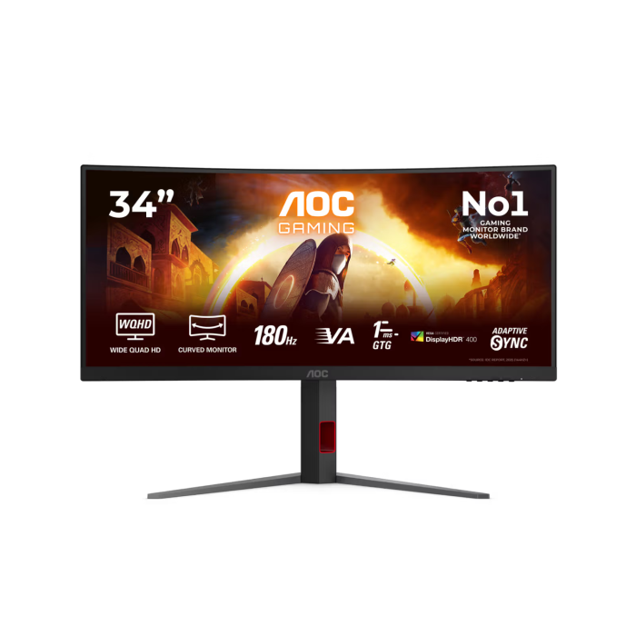 AOC G4 34" Fast VA WQHD 180Hz 0.5ms Curved Gaming Monitor
