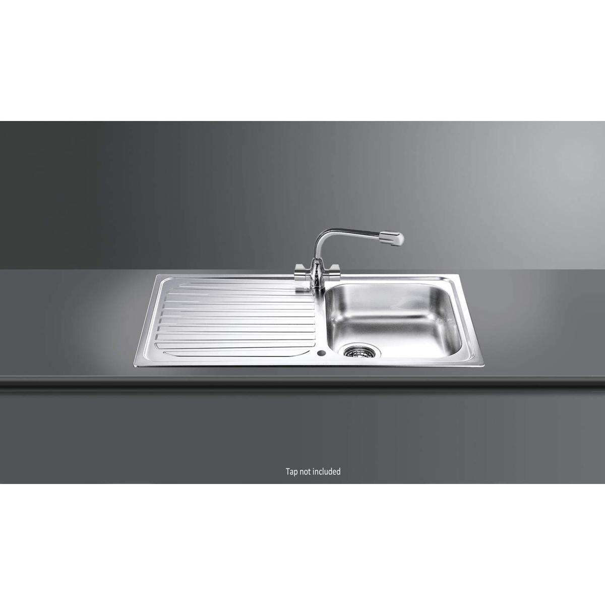 Smeg CUR100 Cucina Single Bowl Reversible Drainer Chrome Sink