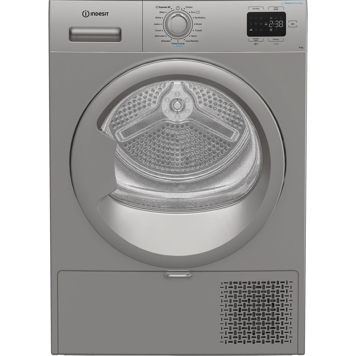 Indesit 9kg Heat Pump Tumble Dryer - A+ Rated, Quiet - Silver