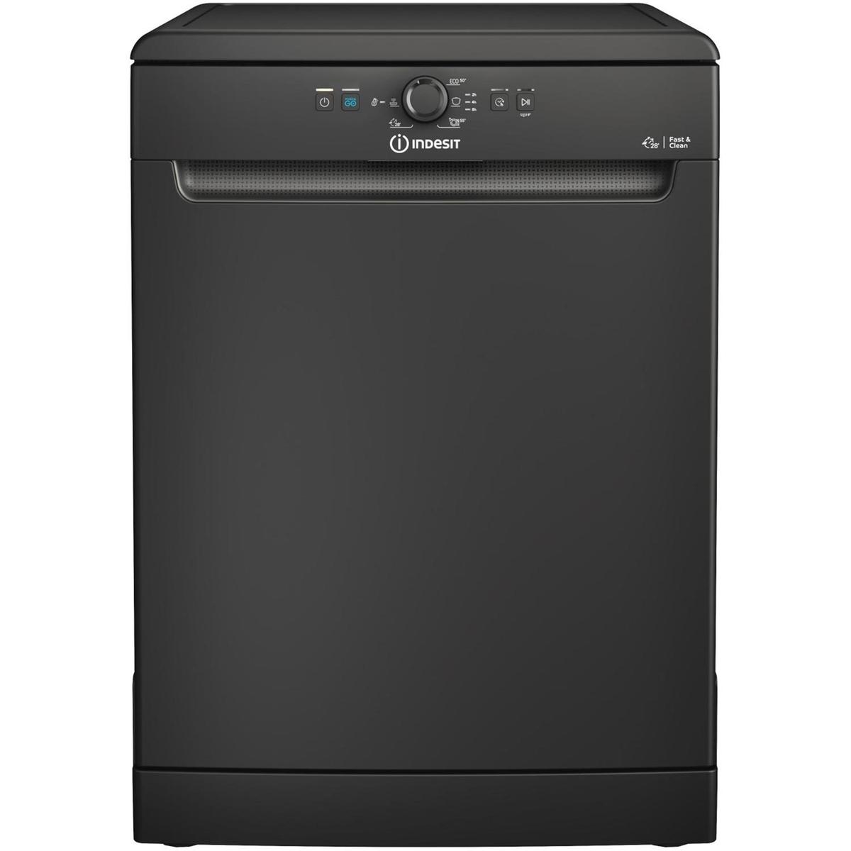 Refurbished Indesit Fast&Clean D2FHK26BUK Freestanding Dishwasher - Push&Go Black