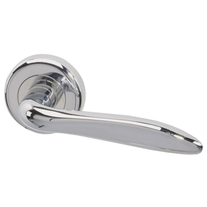 Internal Silver Polished Chrome Lever Fire Door Handle with Latch and Hinges Pack - 65mm Latch - Danube - XL Joinery