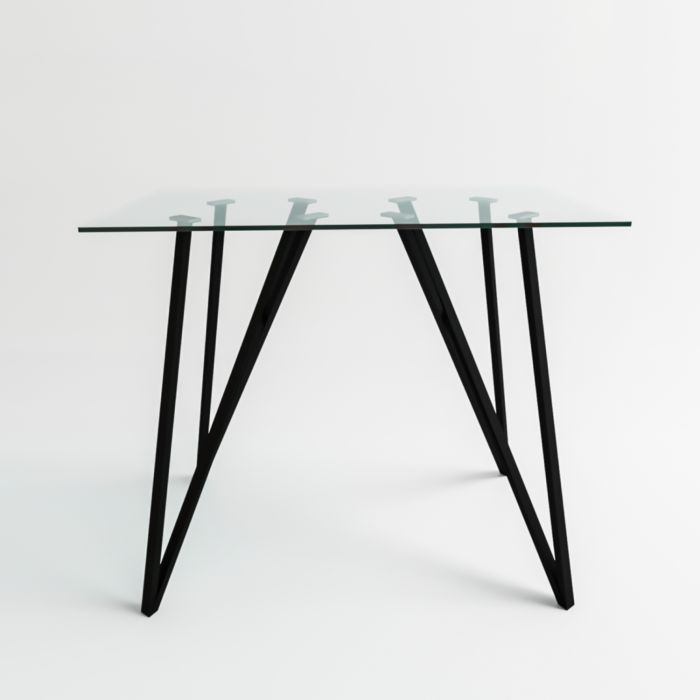 Small Glass Breakfast Bar Table with Black Metal Legs - Seats 4 - Dax