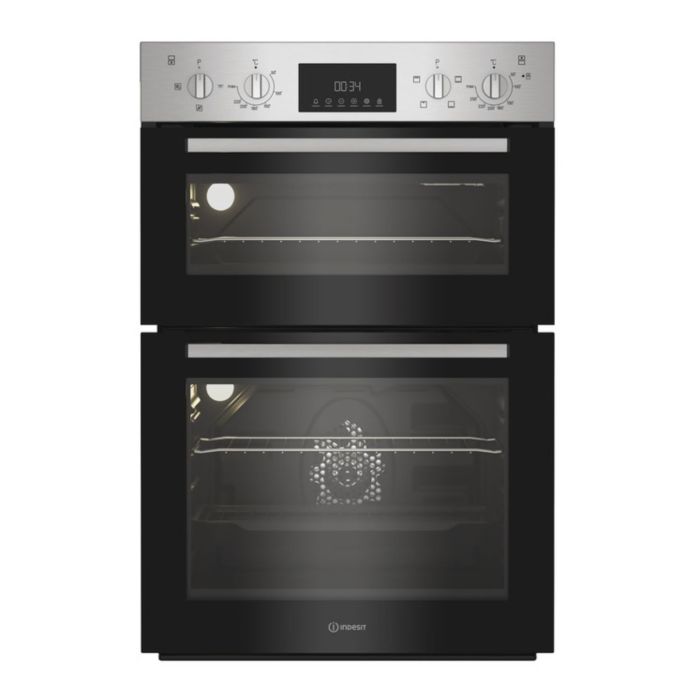 Refurbished Indesit Electric Built In Double Oven - Stainless Steel