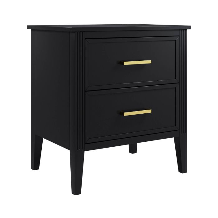 Black 2 Drawer Bedside Table - Delilah