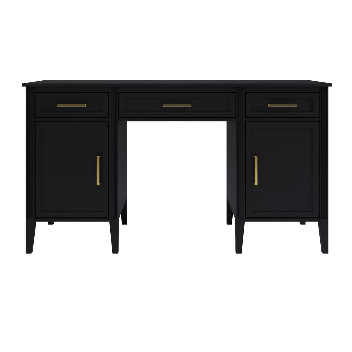 Black Office Desk with Drawers - Delilah 