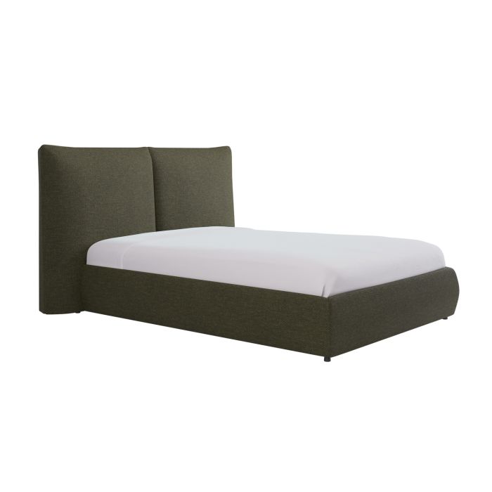 Green Upholstered Double Ottoman Bed with Pillow Headboard - Dune