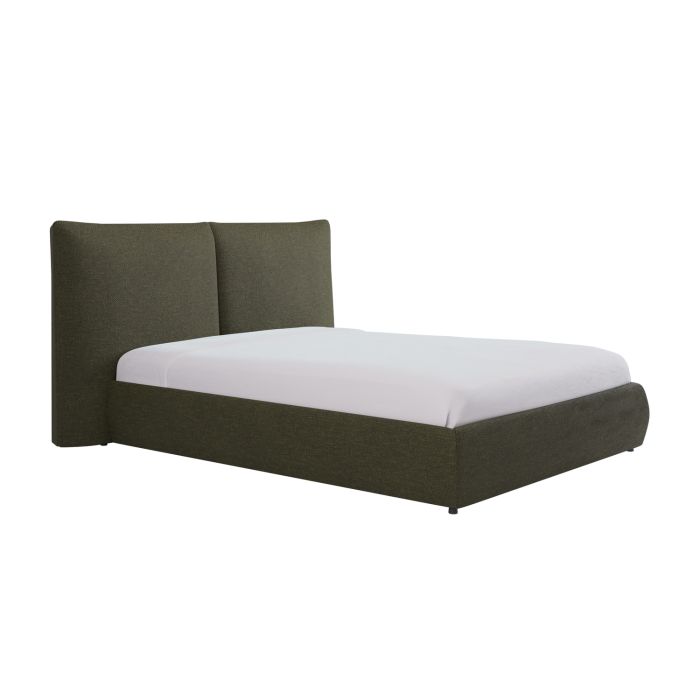 Green Upholstered King Size Ottoman Bed with Pillow Headboard - Dune
