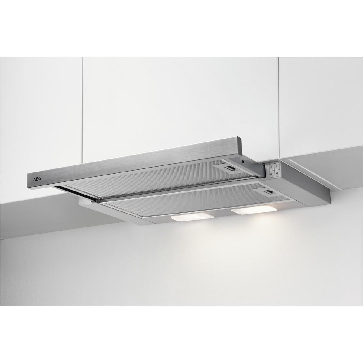 Refurbished AEG 3000 Series DPB3632S 60cm Telescopic Cooker Hood Silver