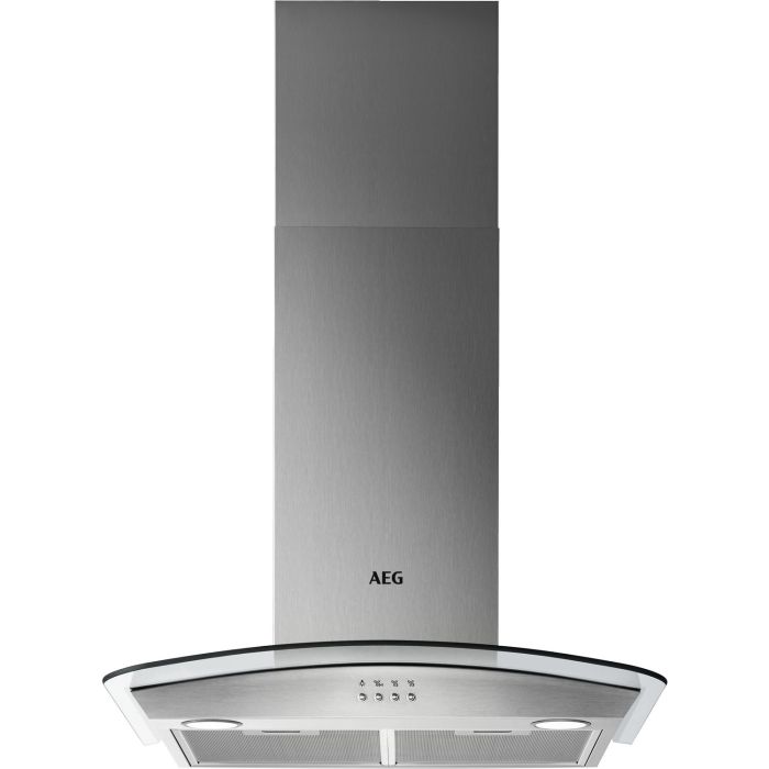 Refurbished AEG DTB3653M 60cm Chimney Cooker Hood with Curved Glass Canopy Stainless Steel