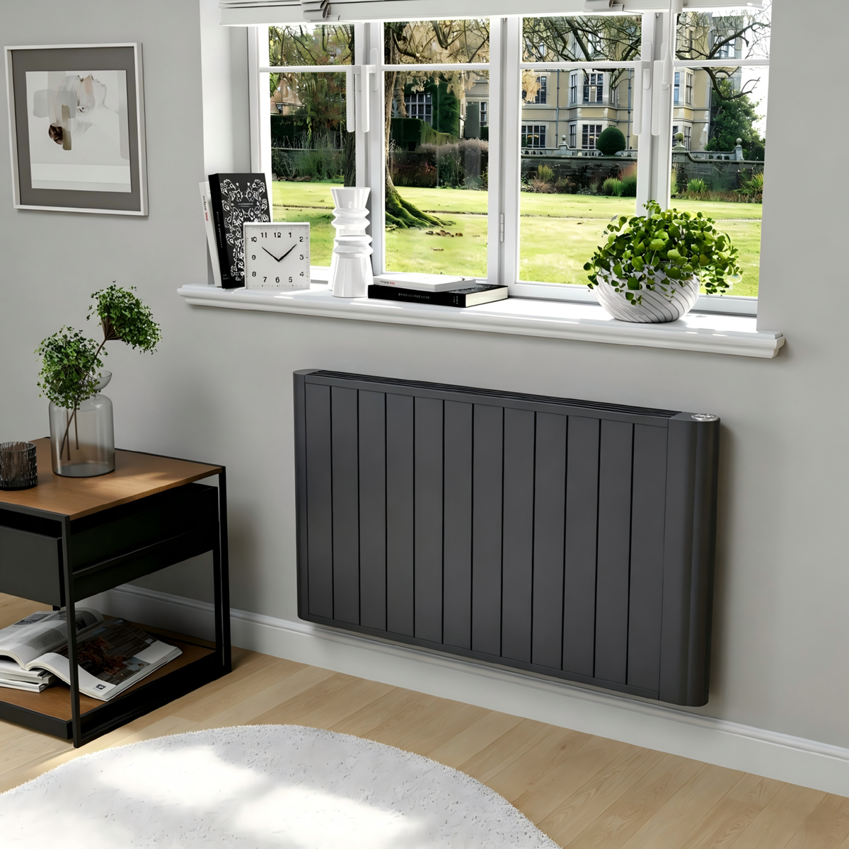 electriQ 2000W Anthracite Smart Aluminium Electric Designer Radiator - Sleek Wall Mounted & Energy Efficient Panel Heater