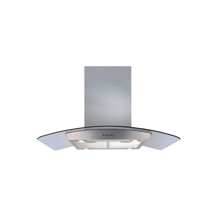 Refurbished CDA ECPK91SS 90cm Curved Glass Island Cooker Hood Stainless Steel