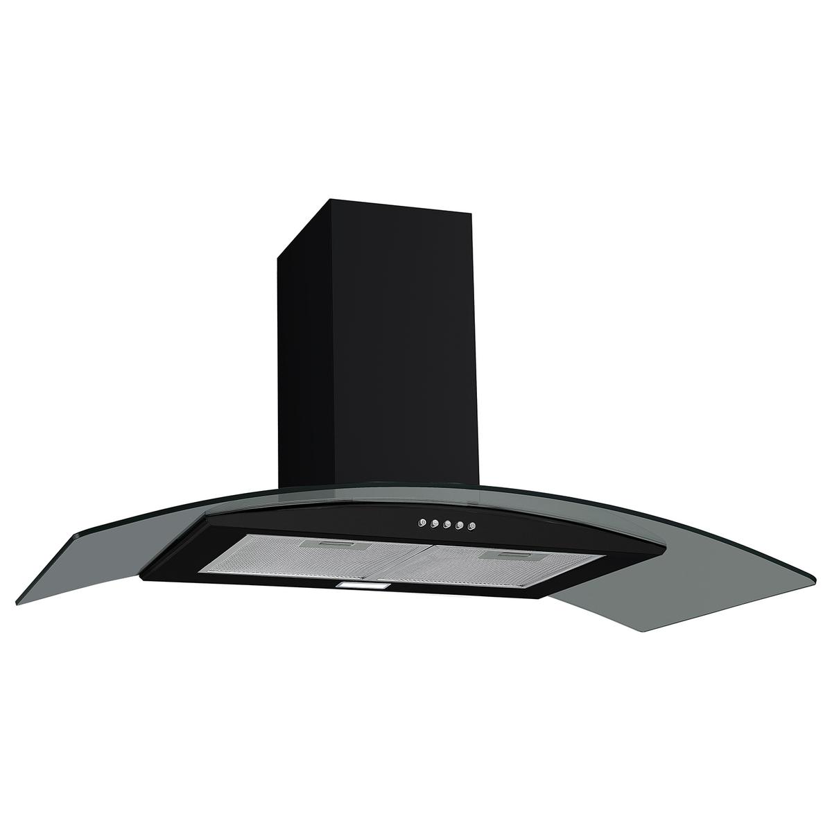 Refurbished electriQ EIQCURV90ENBL 90cm Curved Glass Cooker Hood Black