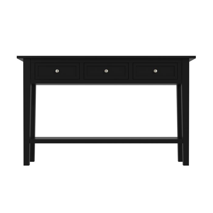 Large Narrow Console Table in Black Wood with Drawers - Elms