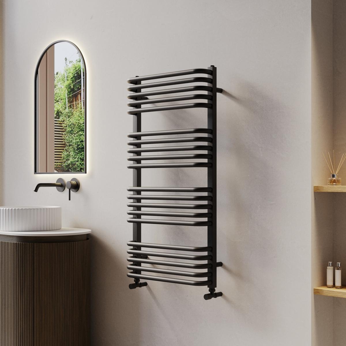 Black Curved Towel Radiator 1000 x 500mm - Ember