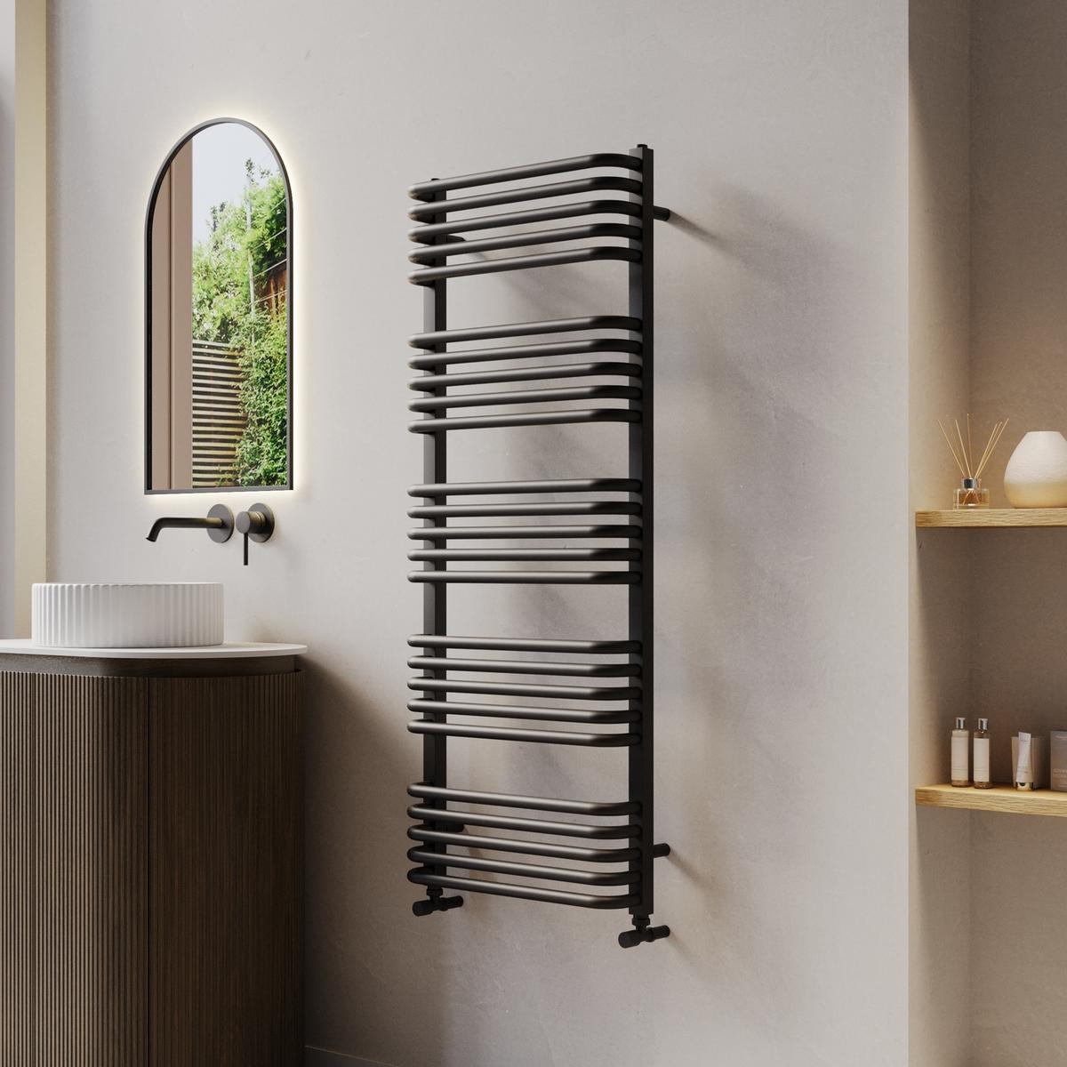 Black Curved Towel Radiator 1270 x 500mm - Ember