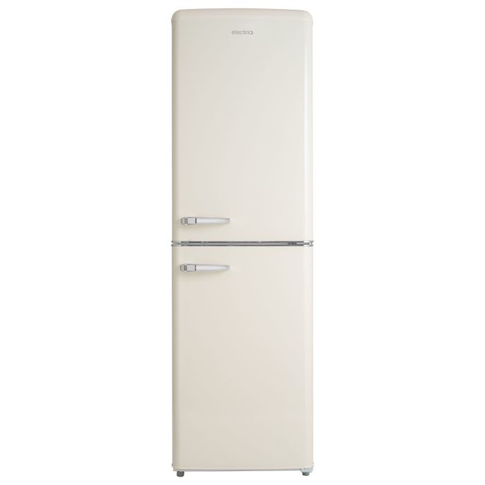 GRADE A2 - electriQ 246 Litre 50/50 Retro Freestanding Fridge Freezer - Cream
