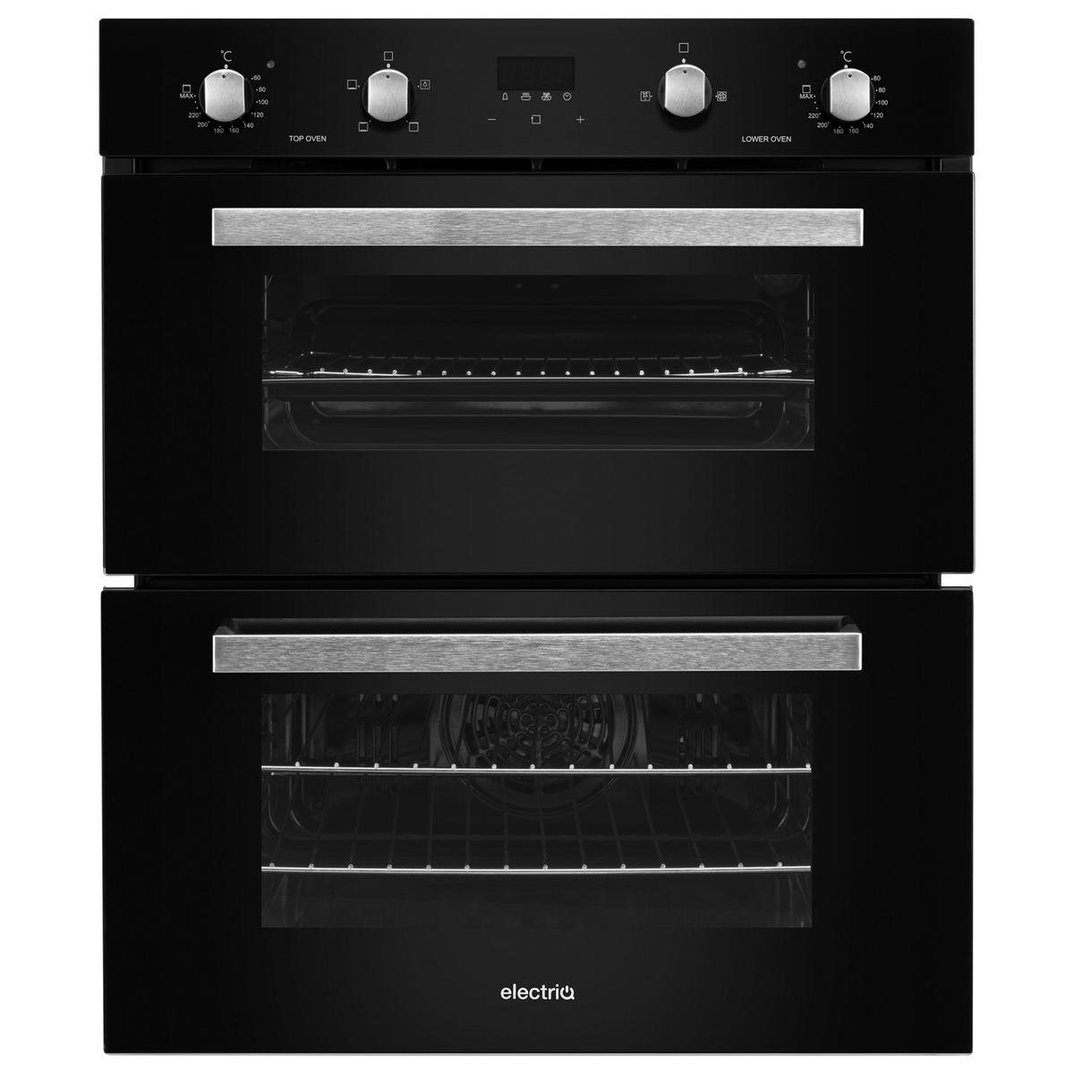 GRADE A2 - electriQ Built-Under Electric Double Oven - Black