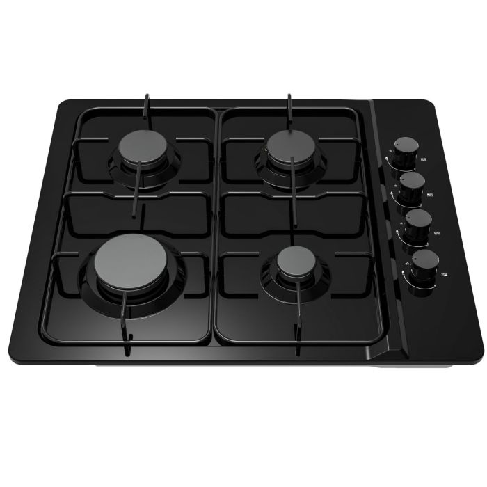 electriQ 60cm 4 Burner Gas Hob - Black