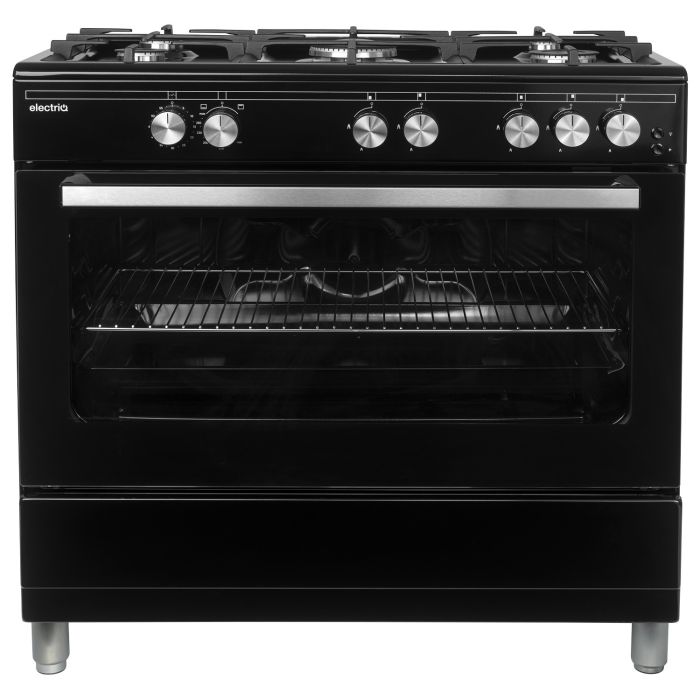 GRADE A2 - electriQ 90cm Gas Single Oven Range Cooker - Black