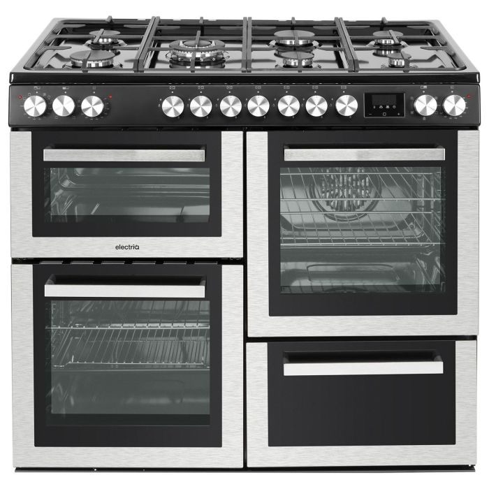 GRADE A2 - electriQ 100cm Dual Fuel Range Cooker - Stainless Steel