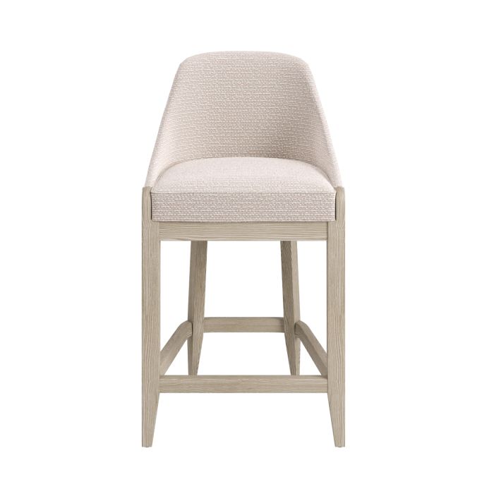 ONLY OPENED - Beige Textured Fabric Kitchen Stool With Back - Etta