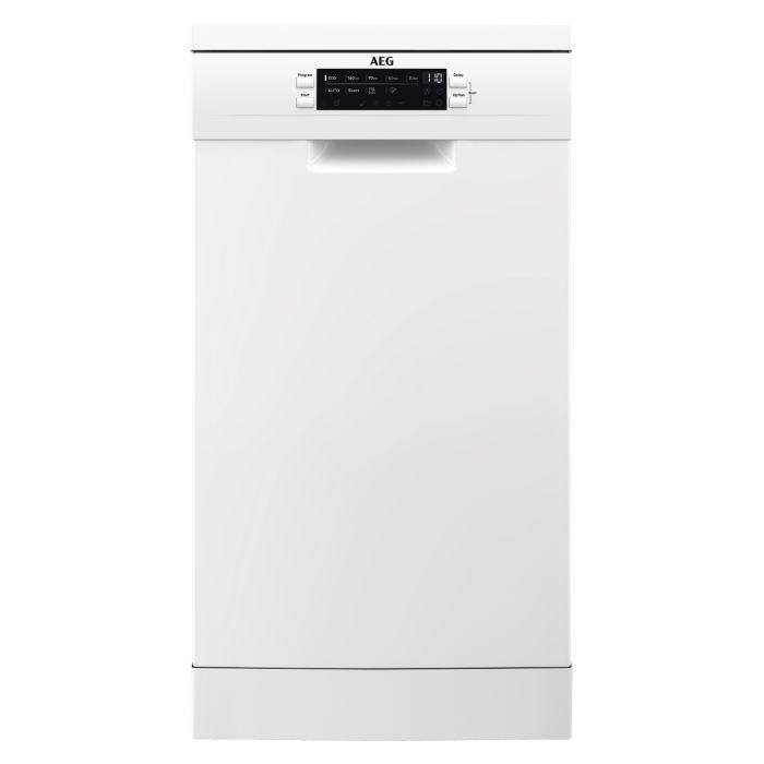 Refurbished AEG 9 Place Settings Freestanding Dishwasher, satelite clean, airdry, glass care, extra hygiene, White E rated