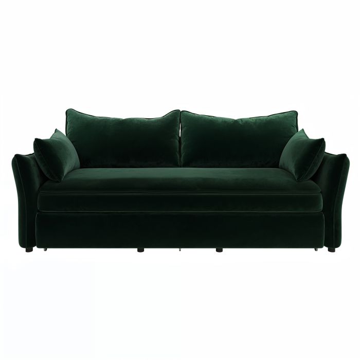 3 Seater Pull-Out Sofa Bed with Storage in Green Velvet - Gaia