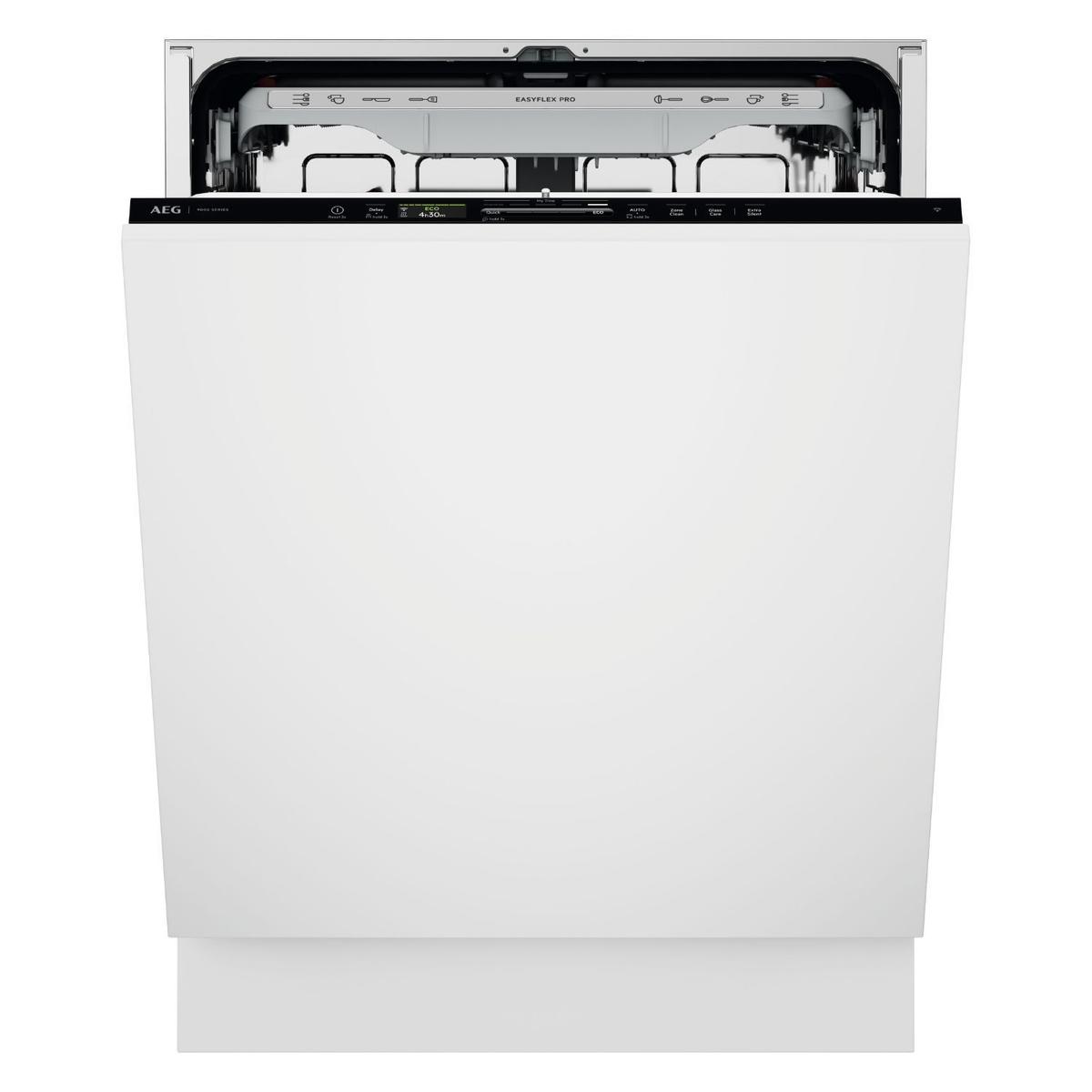 GRADE A2 - AEG 9000 Push2Open Integrated Dishwasher - A-rated Black Control Panel