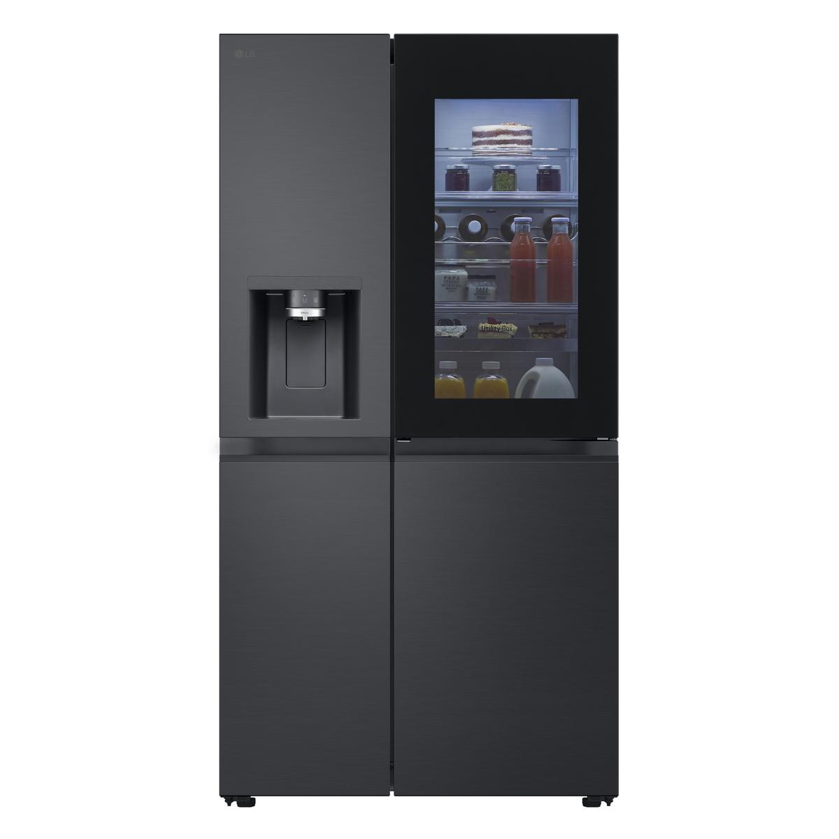LG InstaView™ 628 Litre Side-By-Side American Fridge Freezer - Essence Black Steel