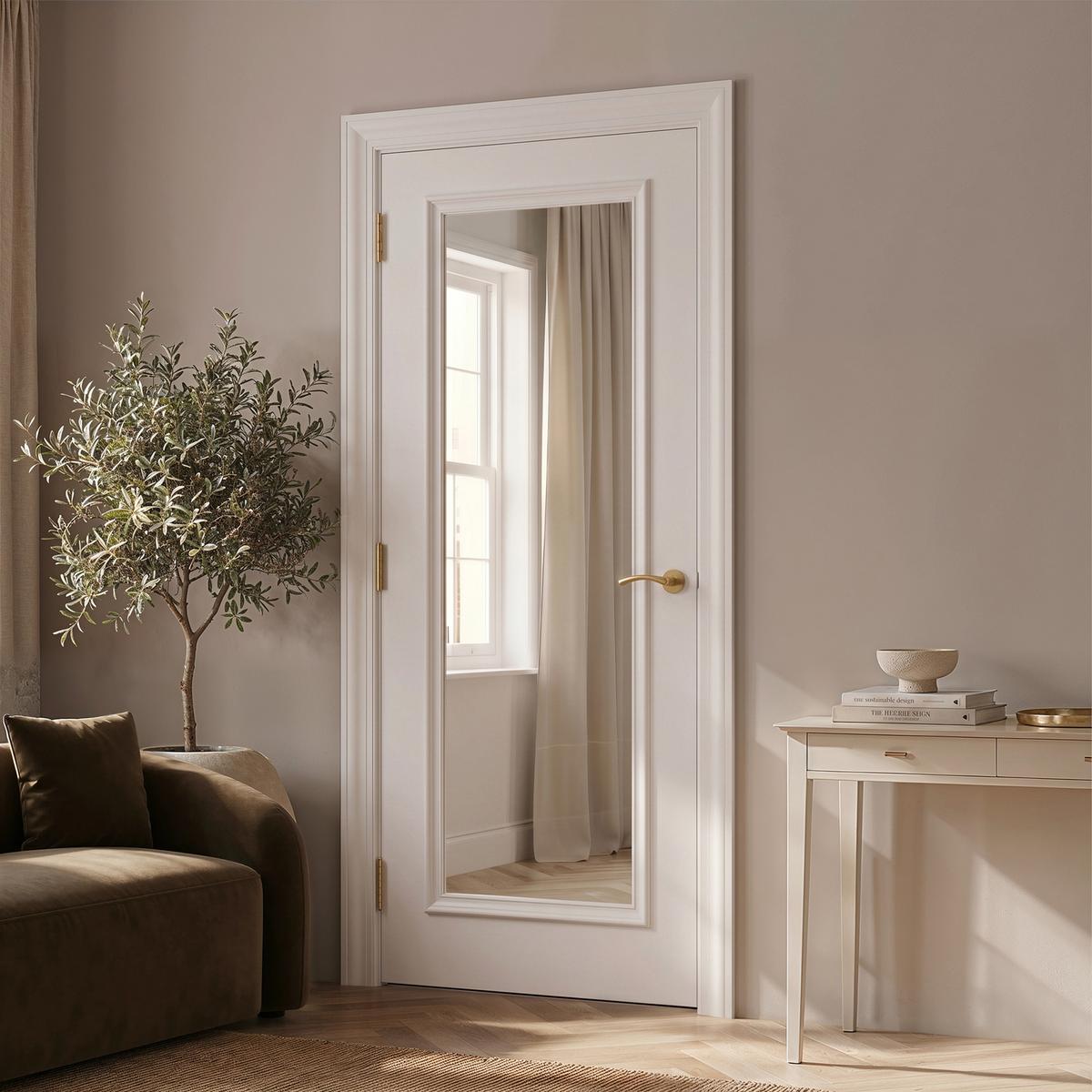 Internal White Primed Fully-Glazed Door with Clear Bevelled Glass - 1981 x 762 x 35mm - Wellington - XL Joinery