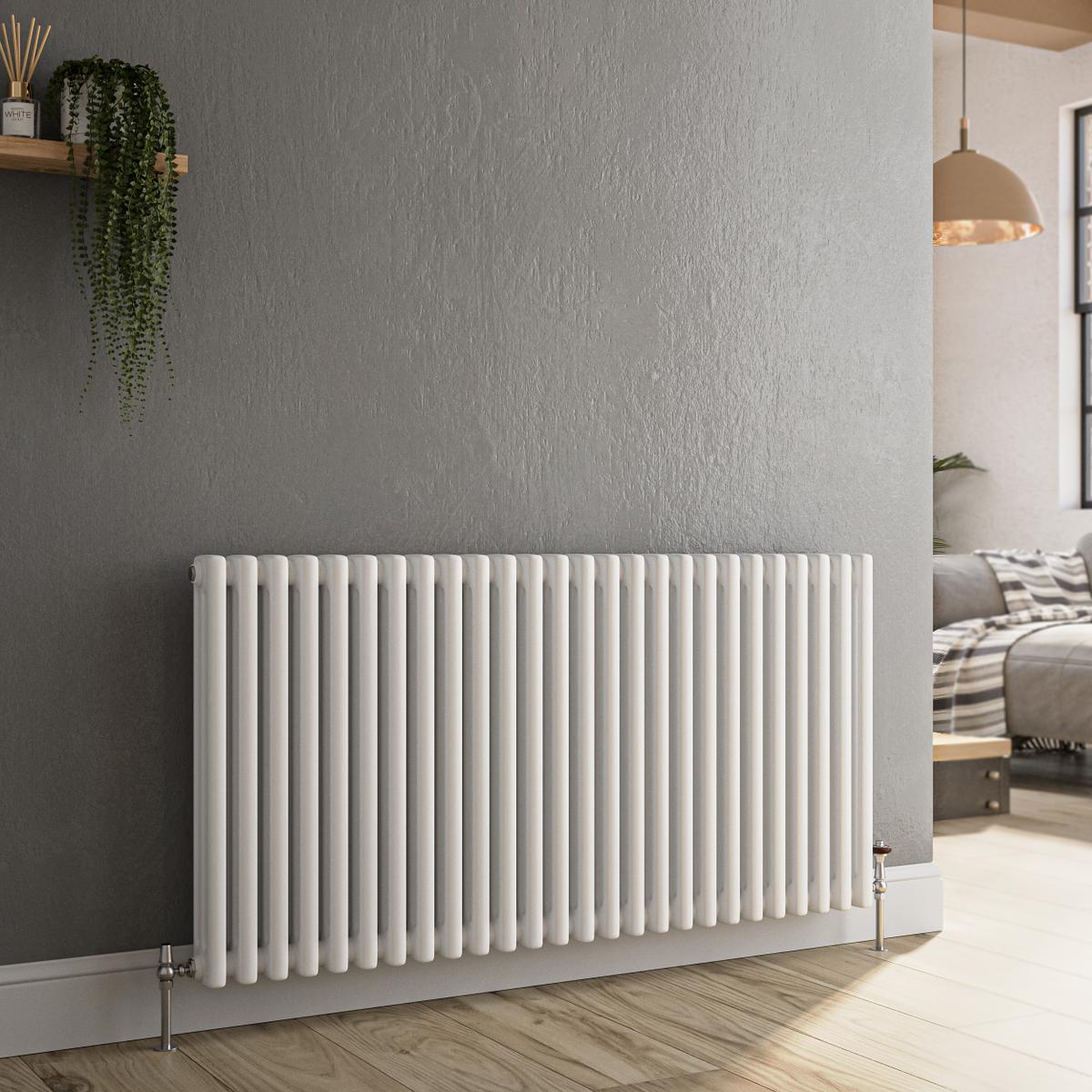 Refurbished Reggio White Horizontal Triple Column Traditional Radiator 600x1190mm 5173 BTU - Cast Iron Style
