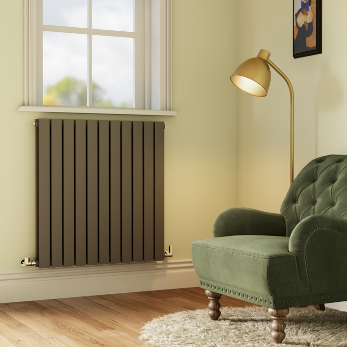 Riace Anthracite Horizontal Flat Designer Radiator 800x748mm Double Panel 3628 BTU