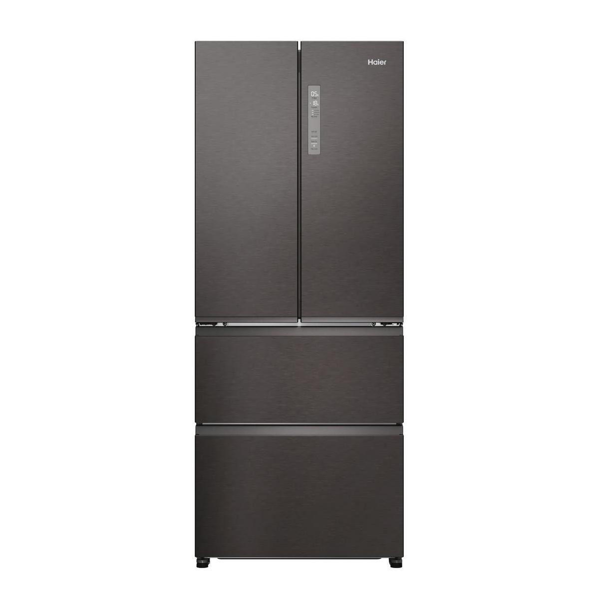 Haier FD 70 Series 3 402 Litre French Style American Fridge Freezer - Dark Inox