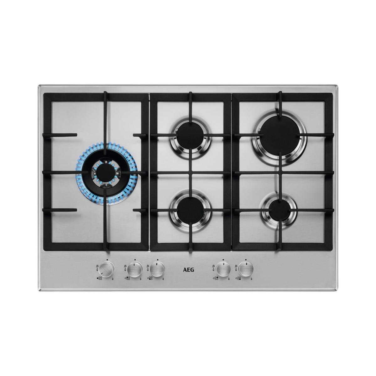 Refurbished AEG HGB75500SM 75cm 5 Burner Gas Hob Stainless Steel