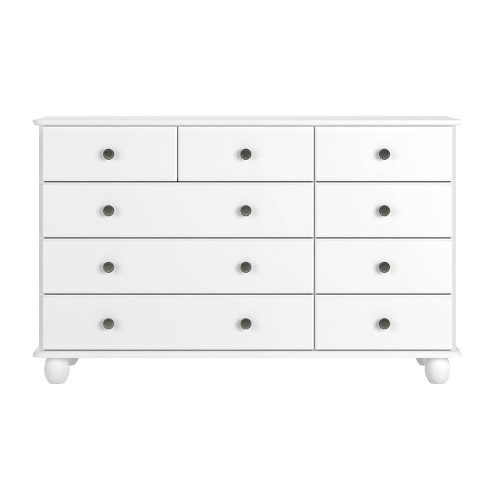 Wide White 9 Drawer Chest of Drawers - Hampton