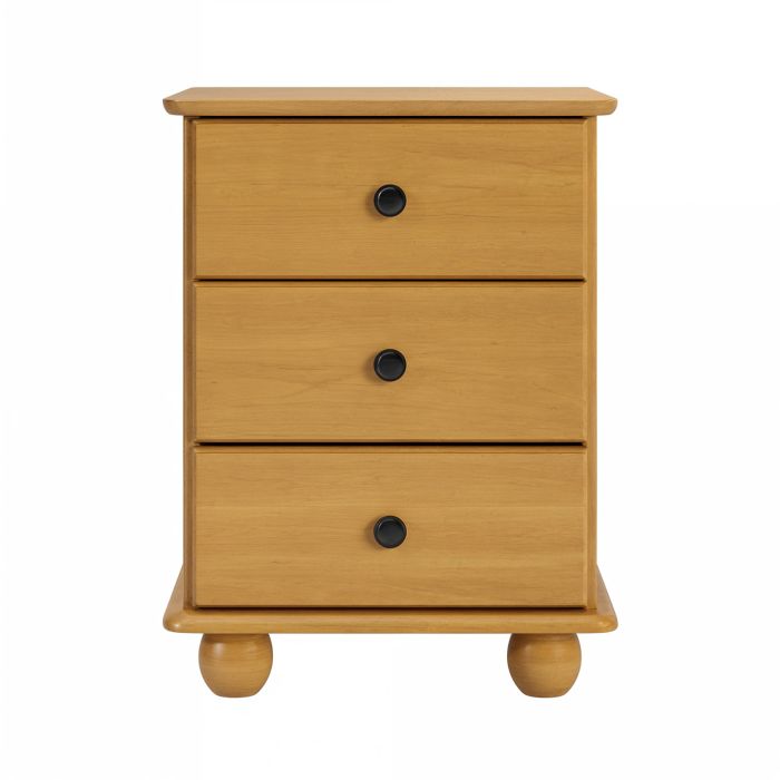 Pine 3 Drawer Bedside Table - Hampton
