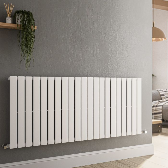 Refurbished Riace White Horizontal Flat Designer Radiator 600x1428mm Single Panel 3337 BTU