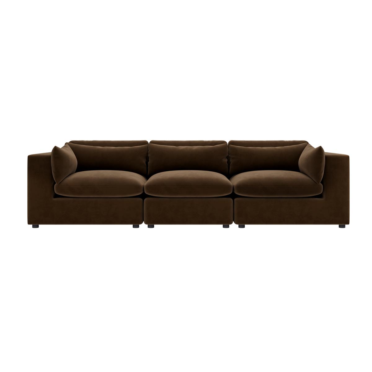 Chocolate Brown Velvet 4 Seater Sofa - Hudson