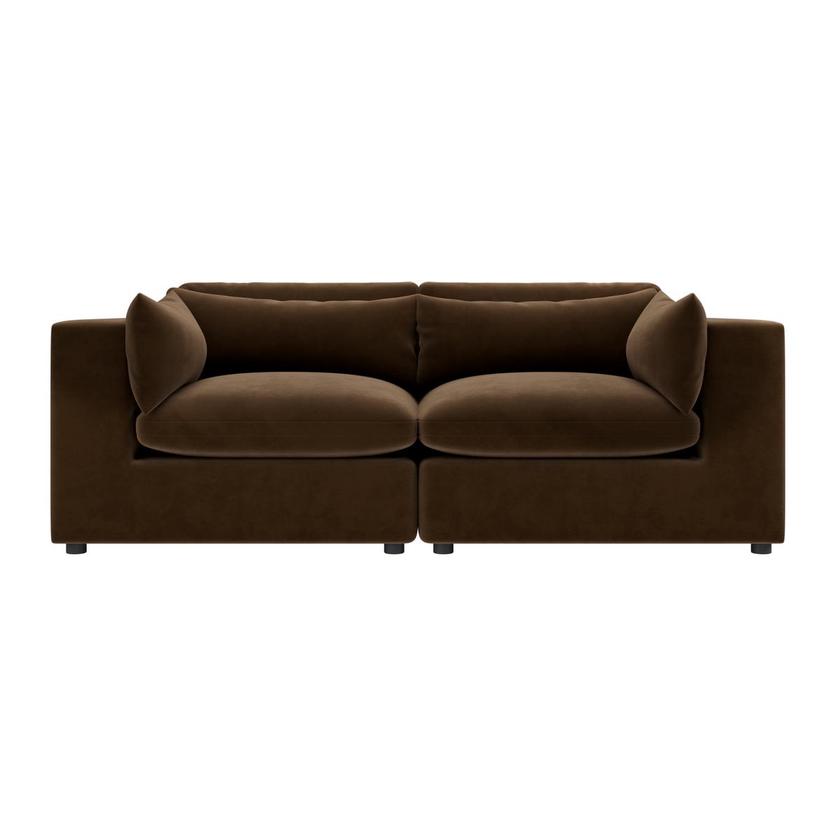 Chocolate Brown Velvet 3 Seater Sofa - Hudson 