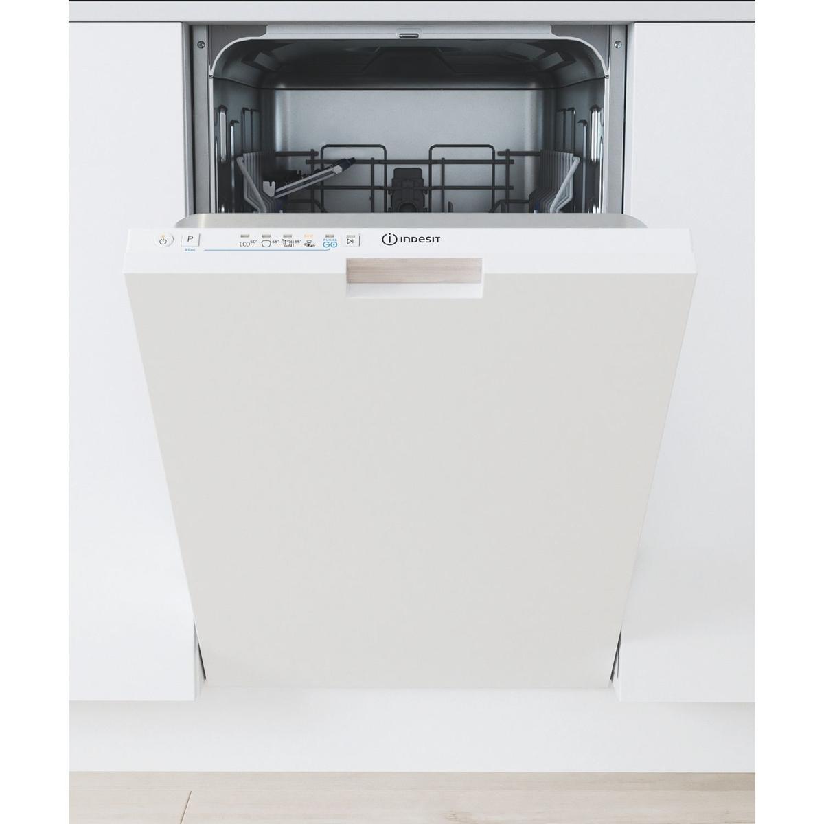 GRADE A2 - Indesit Push&Go Integrated Slimline Dishwasher - White Control Panel