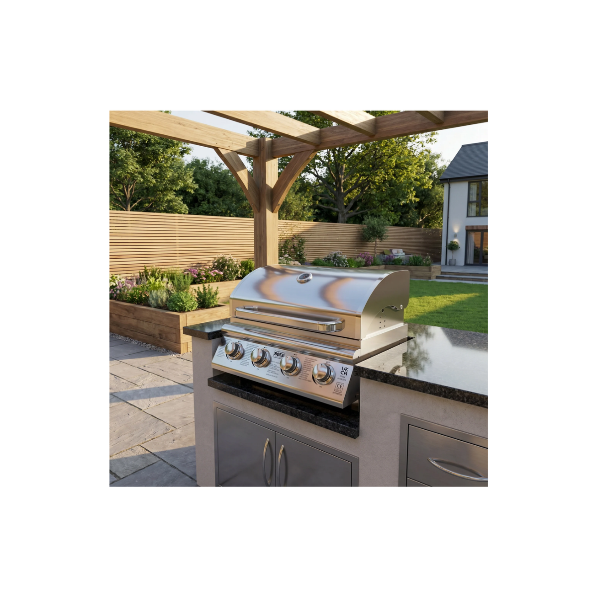 Boss Grill Texas Lone Star 4 Burner Built In Gas BBQ Grill - Stainless Steel