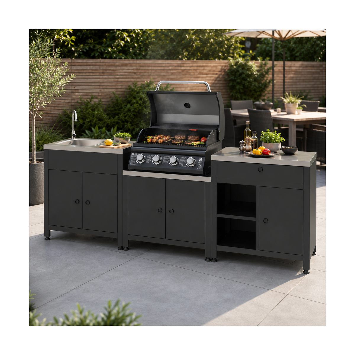 Boss Grill Texas All Star Outdoor Kitchen Modular - 4 Burner Gas BBQ Grill - Black