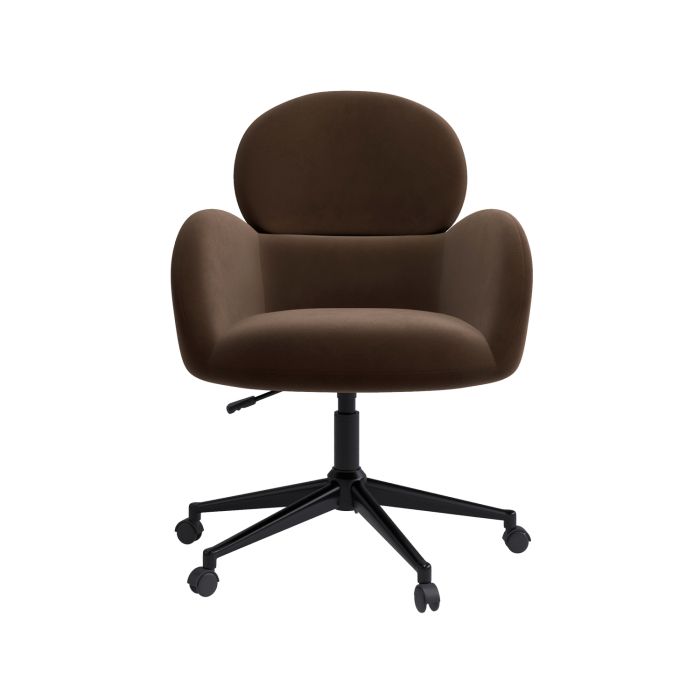 Brown Velvet Swivel Office Chair - Joelle