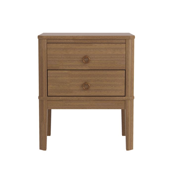 Solid Pine Wood 2 Drawer Bedside Table - Josephine