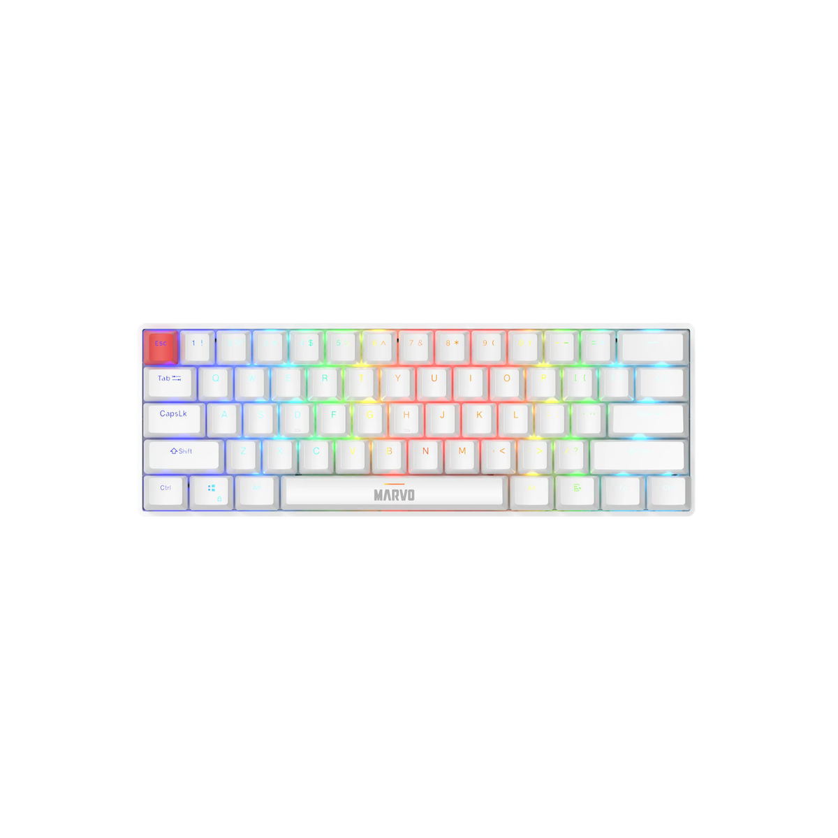 Marvo Scorpion KG933G Saber 61 Wired Mechanical RGB 60% UK Layout Gaming Keyboard White