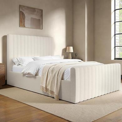 GRADE A1 - Cream Fabric Double Side-Lift Ottoman Bed - Khloe